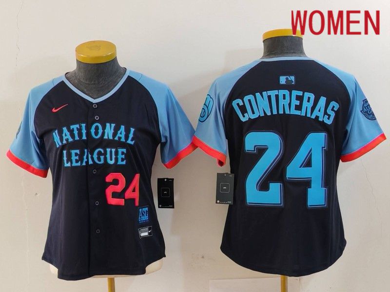 Women Milwaukee Brewers #24 Contreras Blue All star 2024 Nike MLB Jersey style 3